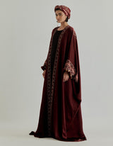 Wine Jaspe Printed Abaya