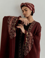 Wine Jaspe Printed Abaya