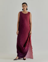 Rosette Nomad Printed Cape Paired With Shaded Crinkle Dress