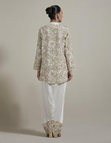 Ivory Embellished Jacket With Drape Skirt