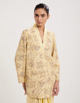 Yellow Embroidered Jacket with Drape Skirt