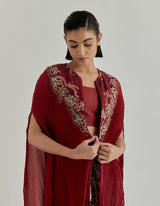Multicolor Rosette Nomad Drape Skirt Paired With Cape And Inner