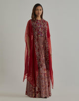 Red Cape Skirt Set