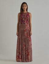 Red Cape Skirt Set
