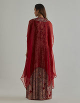 Red Cape Skirt Set