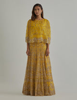 Yellow Cape Lehenga Set