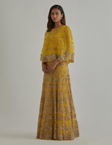 Yellow Cape Lehenga Set