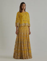 Yellow Cape Lehenga Set
