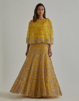 Yellow Cape Lehenga Set