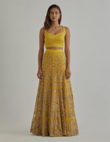 Yellow Cape Lehenga Set