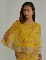 Yellow Cape Lehenga Set