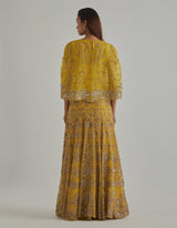 Yellow Cape Lehenga Set