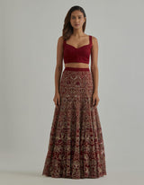 Red Cape Lehenga Set