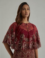 Red Cape Lehenga Set