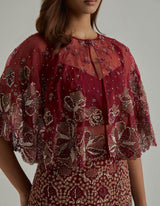 Red Cape Lehenga Set