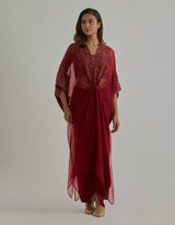 Red Cape Skirt Set