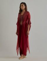 Red Cape Skirt Set
