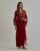 Red Cape Skirt Set
