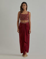 Red Cape Skirt Set