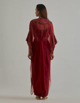 Red Cape Skirt Set