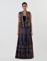Blue Embroidered Lehenga with Jacket and Blouse