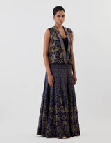 Blue Embroidered Lehenga with Jacket and Blouse