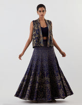 Blue Embroidered Lehenga with Jacket and Blouse
