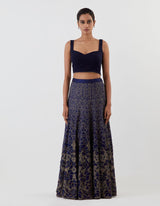 Blue Embroidered Lehenga with Jacket and Blouse