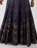 Blue Embroidered Lehenga with Jacket and Blouse