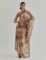Multicolor Rosette Nomad One Shoulder Dress