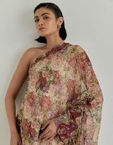Multicolor Rosette Nomad One Shoulder Dress