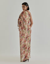 Multicolor Rosette Nomad One Shoulder Dress