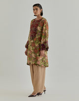 Multicolor Rosette Nomad Short Kurta Paired With Trouser