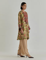Multicolor Rosette Nomad Short Kurta Paired With Trouser