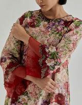 Multicolor Rosette Nomad Chanderi Kurta Set