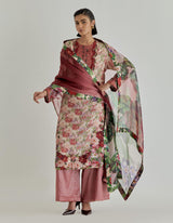 Multicolor Rosette Nomad Chanderi Kurta Set