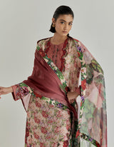 Multicolor Rosette Nomad Chanderi Kurta Set