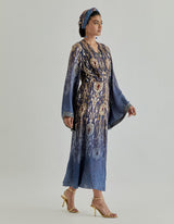 Blue Jaspe Front Open Shaded Dress
