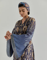 Blue Jaspe Front Open Shaded Dress