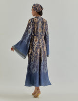 Blue Jaspe Front Open Shaded Dress