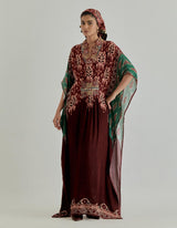Multicolor Jaspe Long Kaftan Dress