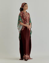 Multicolor Jaspe Long Kaftan Dress