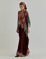 Multicolor Jaspe Long Kaftan Dress