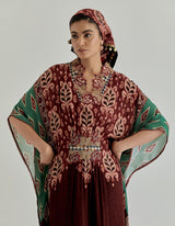 Multicolor Jaspe Long Kaftan Dress