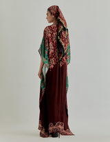 Multicolor Jaspe Long Kaftan Dress
