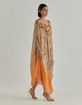 Orange Jaspe Long Drape Dress