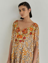 Orange Jaspe Long Drape Dress