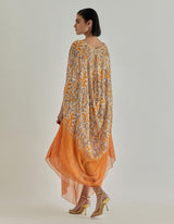 Orange Jaspe Long Drape Dress