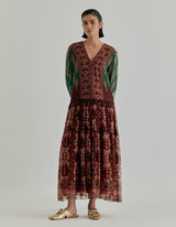 Pink Jaspe Kaftan Dress In Lurex Georgette