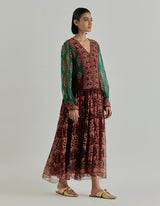 Pink Jaspe Kaftan Dress In Lurex Georgette